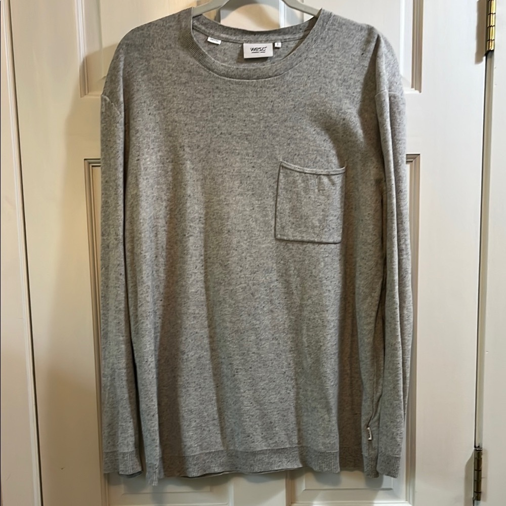 Wesc Knuby Heather Gray 100% Cotton Casual Crew Neck Sweater - Size Large